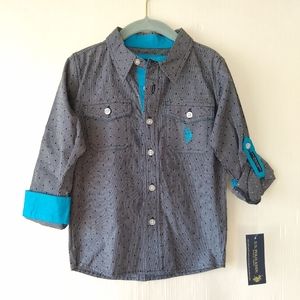 US POLO ASSN boys multi plaid button down shirt